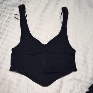 Zara Black Ribbed Crop Tank Top